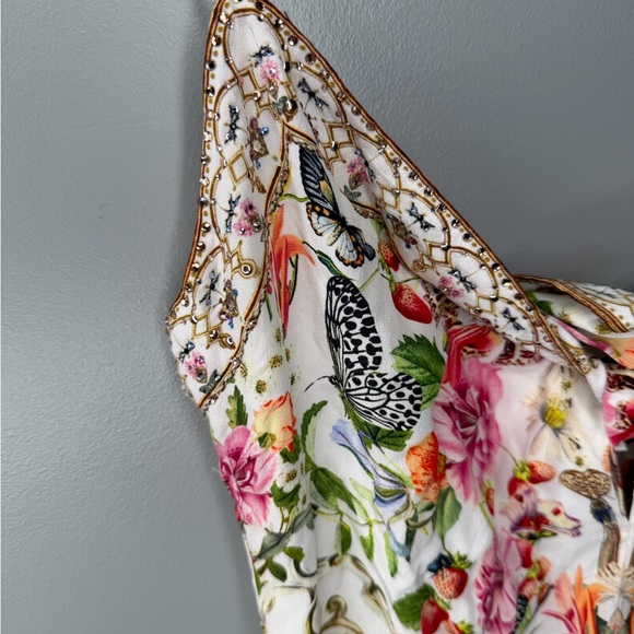 NWT Camilla Long Dress Tie Front - Rose Garden Runaways - Silk - Picture 7 of 16